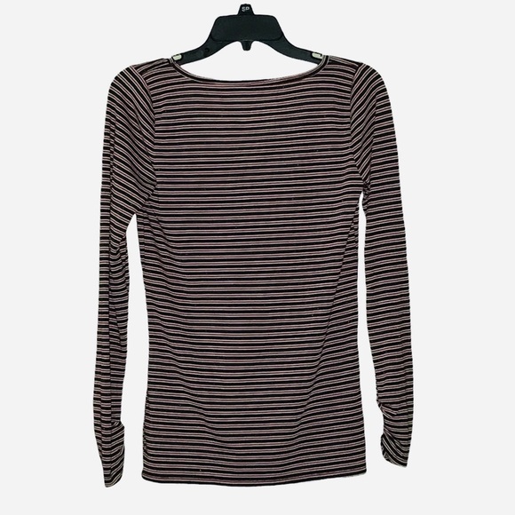 Hollister Must Have Collection Red Striped V-Neck Holiday Long Sleeved T-Shirt - Picture 3 of 3
